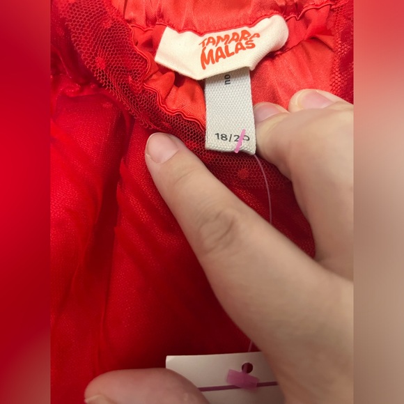 Red elastic waist Tulle layered striped and polkadot a line skirt. Tamara Marlas - Picture 3 of 5